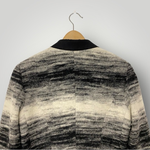 Peruvian Connection Virgin Wool Blend Black,Gray White Ombré Striped Coat Sz 10 - Picture 8 of 13